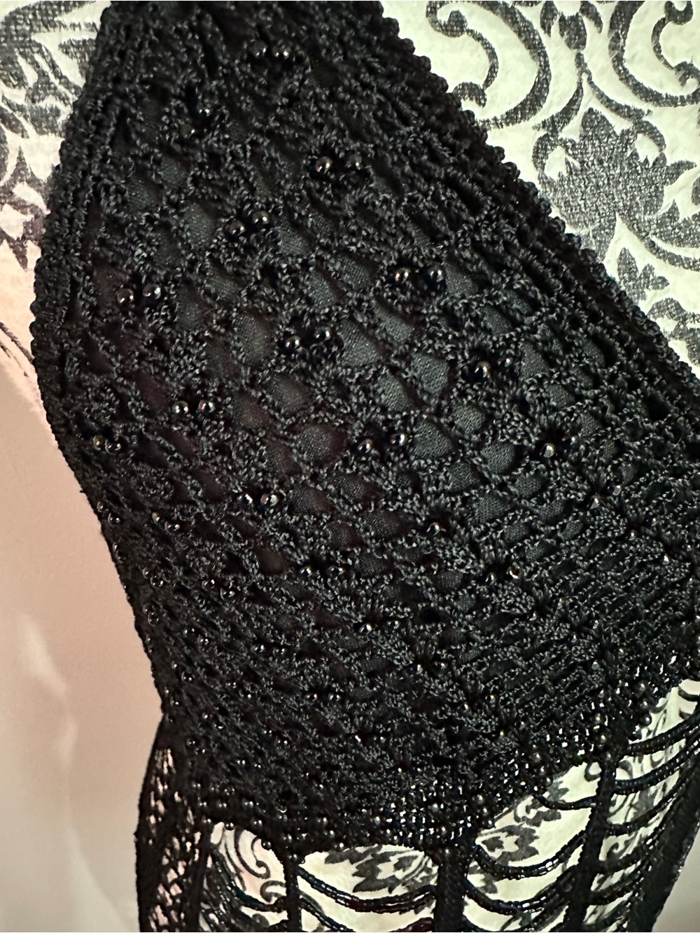 Black Crochet Beaded Top - Picture 4 of 5